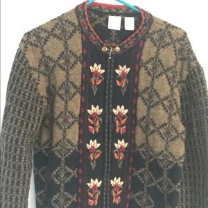 Wool cardigan zip up sweater